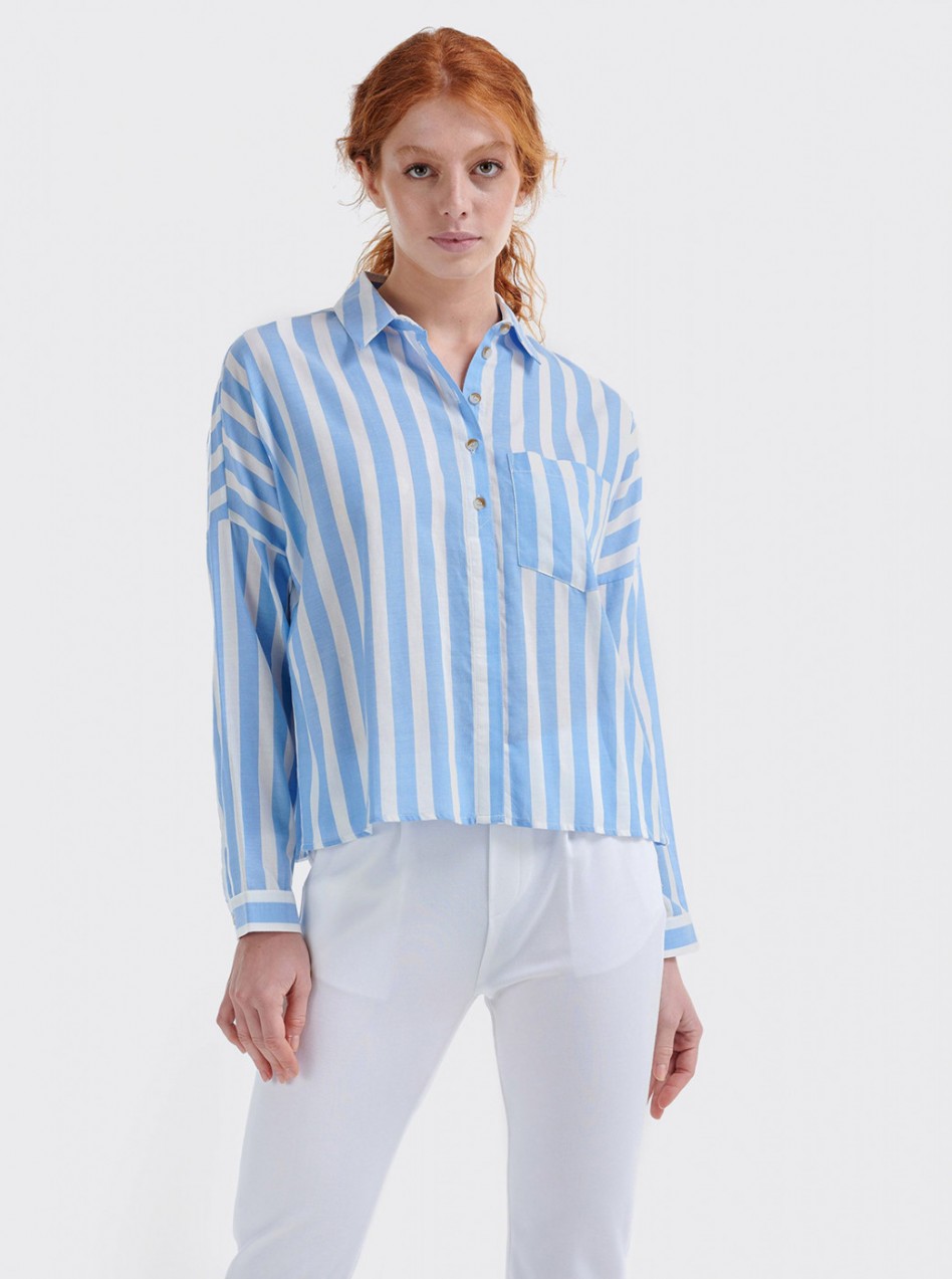 White-blue women's striped Alcott shirt