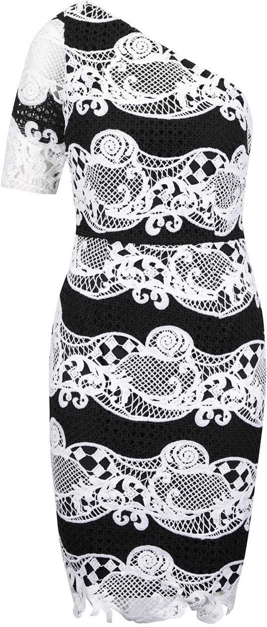 White-black Lace Dress with One Sleeve Little Mistress