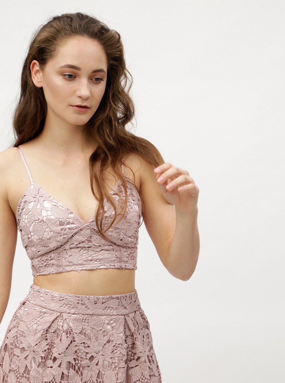 Old pink lace crop top MISSGUIDED