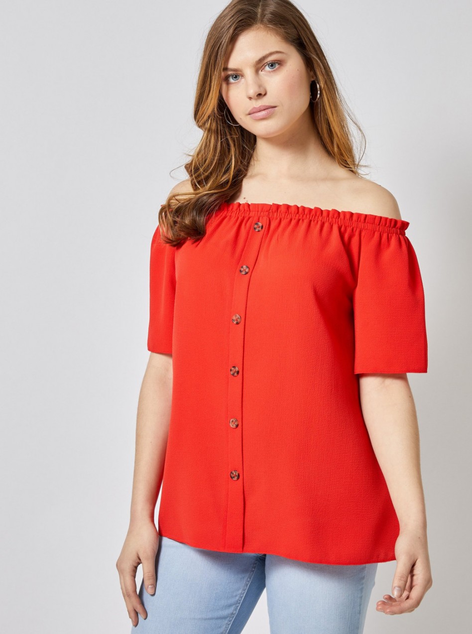 Red top with dorothy perkins exposed shoulders