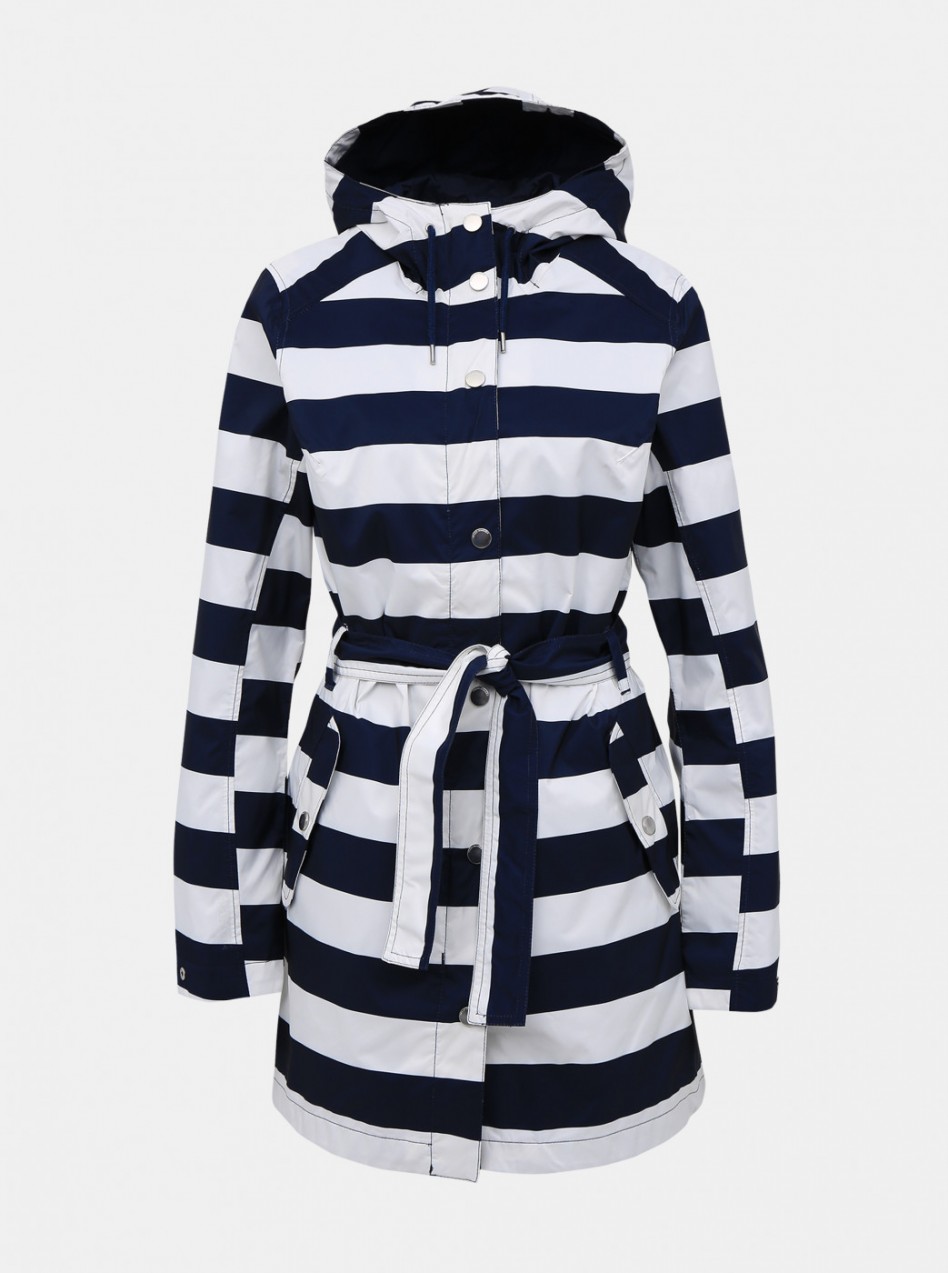 White-blue women's striped functional raincoat HELLY HANSEN Lyness