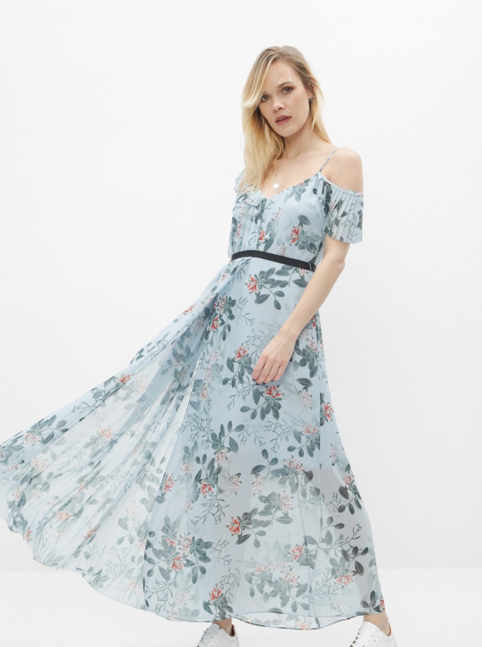 French Connection Kioa Blue Floral Asymmetric Maxi dress