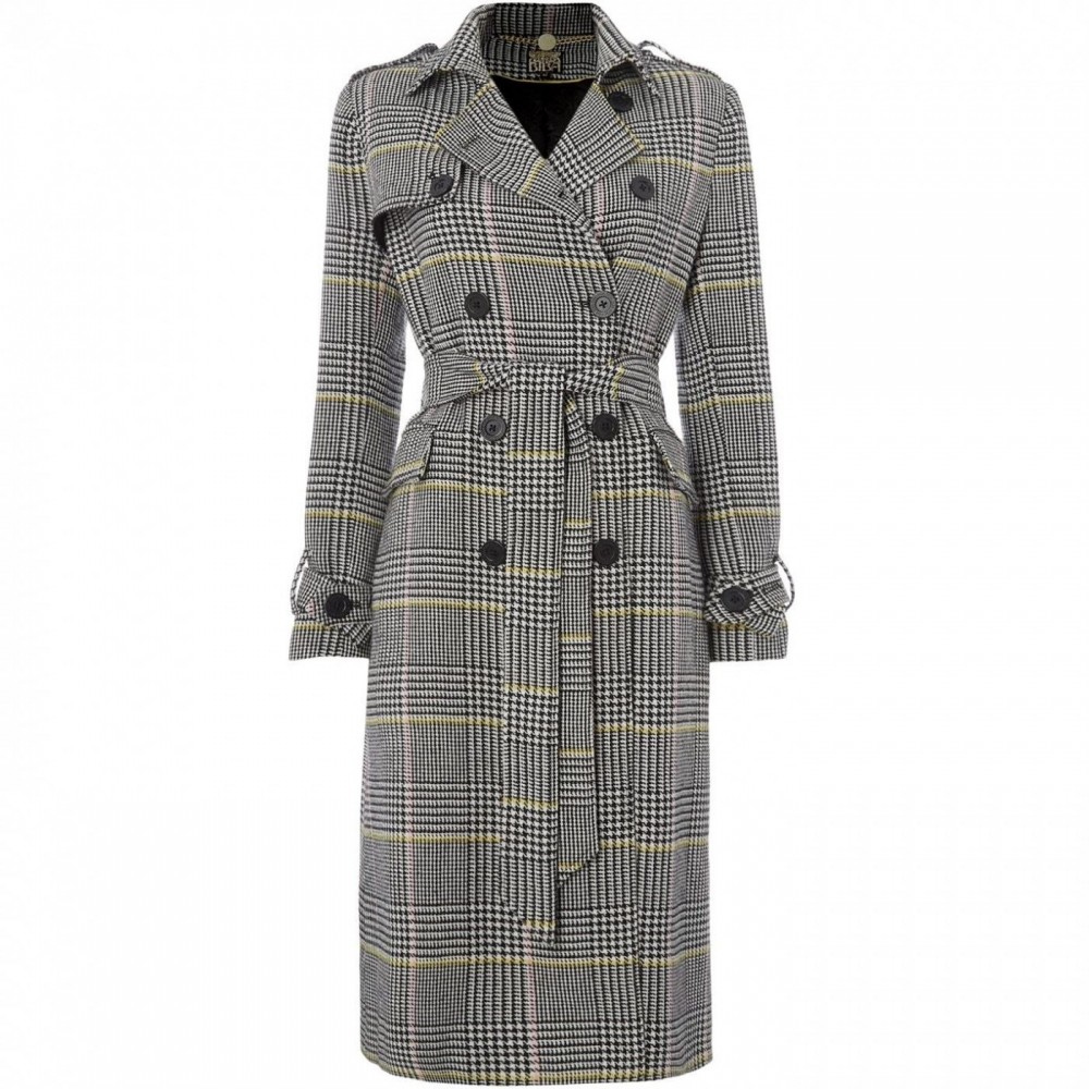 Biba CHECK TRENCH COAT Multi-Coloured 8