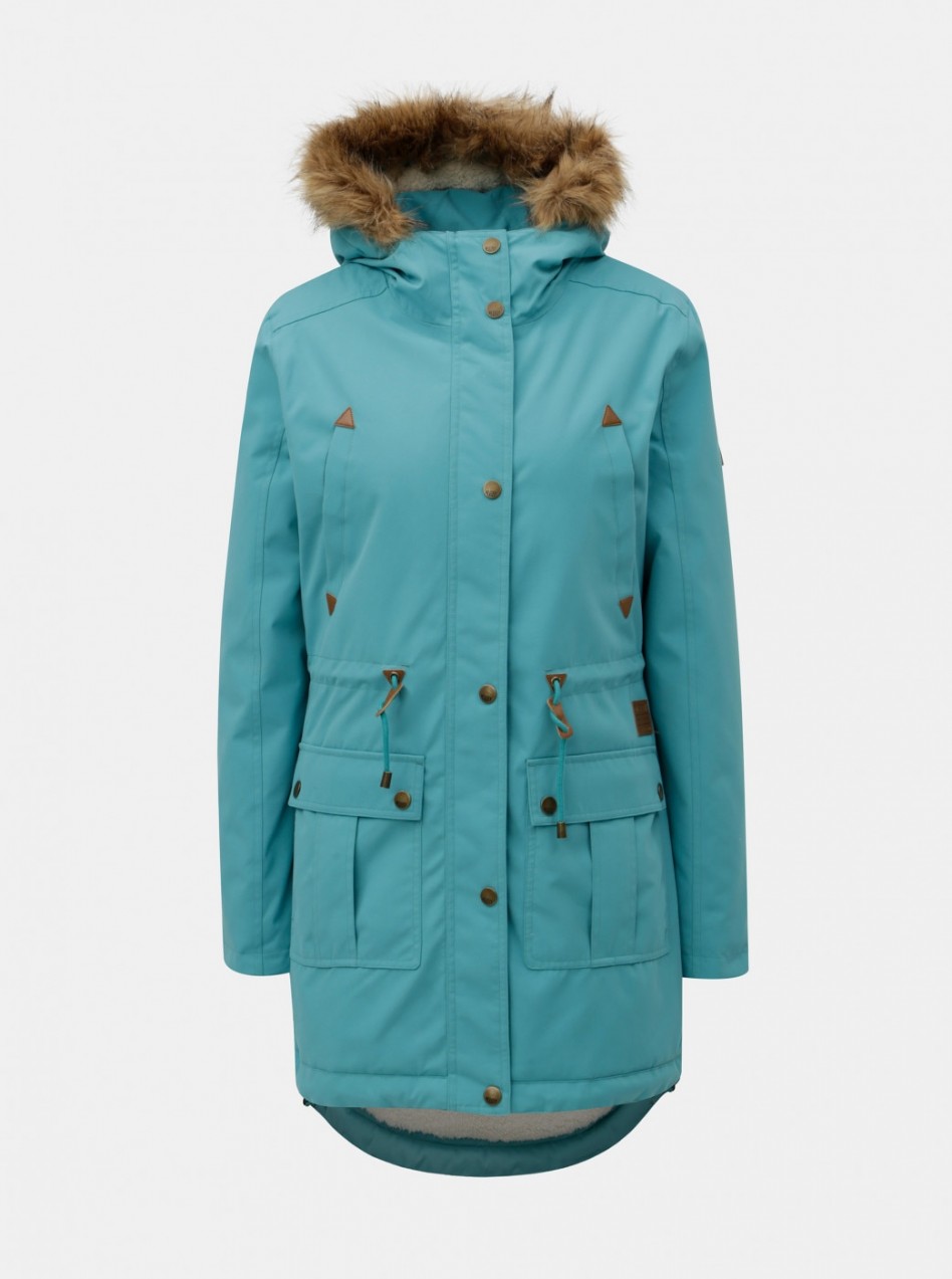 Light blue women's winter parka with indoor artificial fur Coat Meatfly Rainy