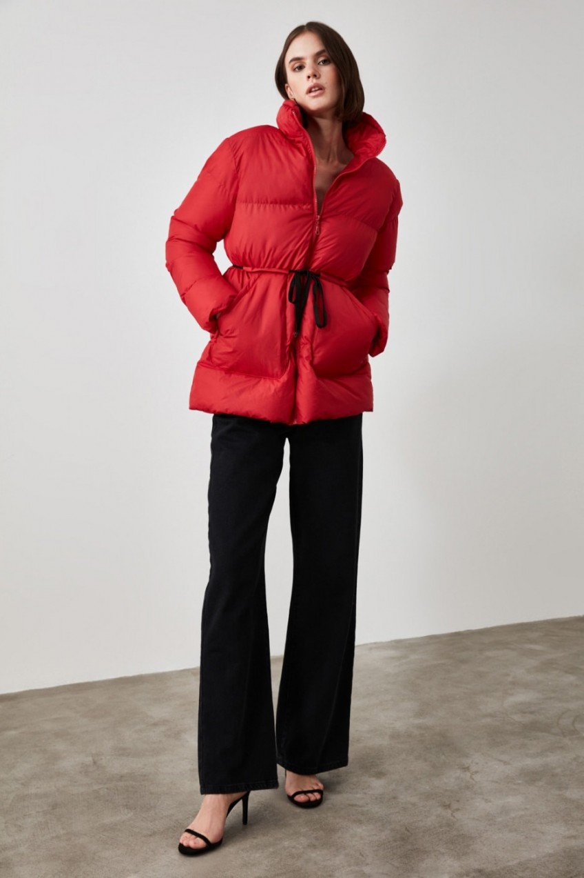 Trendyol Red Pocket Detailed Waist Smuzge Inflatable Coat
