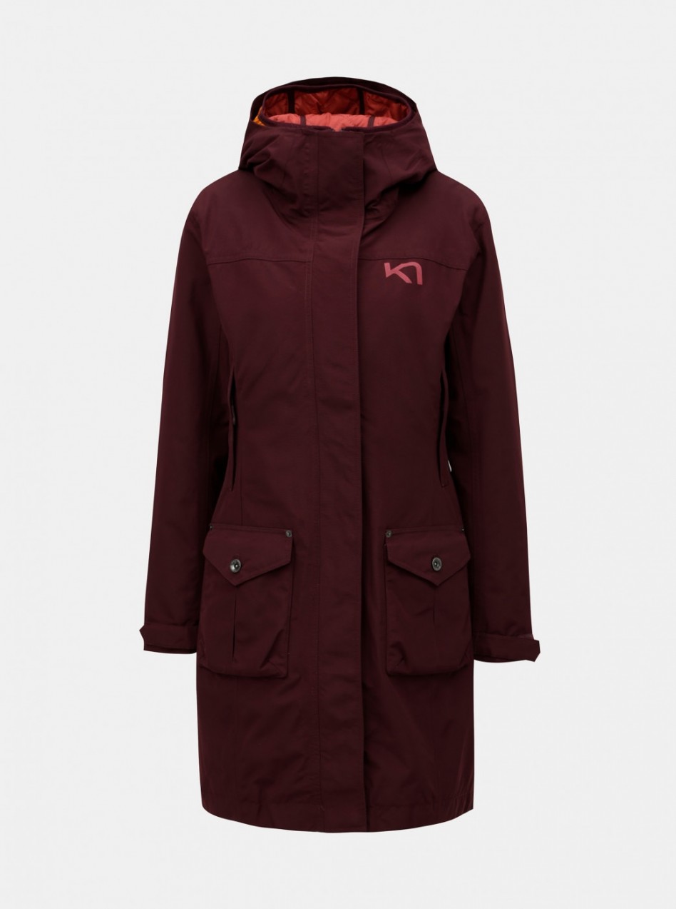 Burgundy water repellent coat with light detachable coat 2in1 Kari Traa Dalane