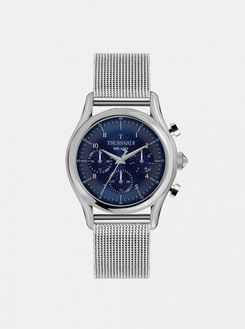 Men's watch with steel belt in silver Trussardi
