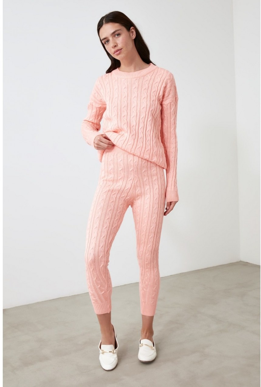 Trendyol Powder Knit Detailed Sweater Pants Knitted Bottom-Top Suit