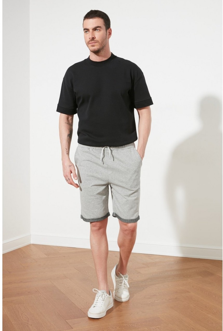 Trendyol Grey Men's Regular Fit Textured Shorts & Bermuda