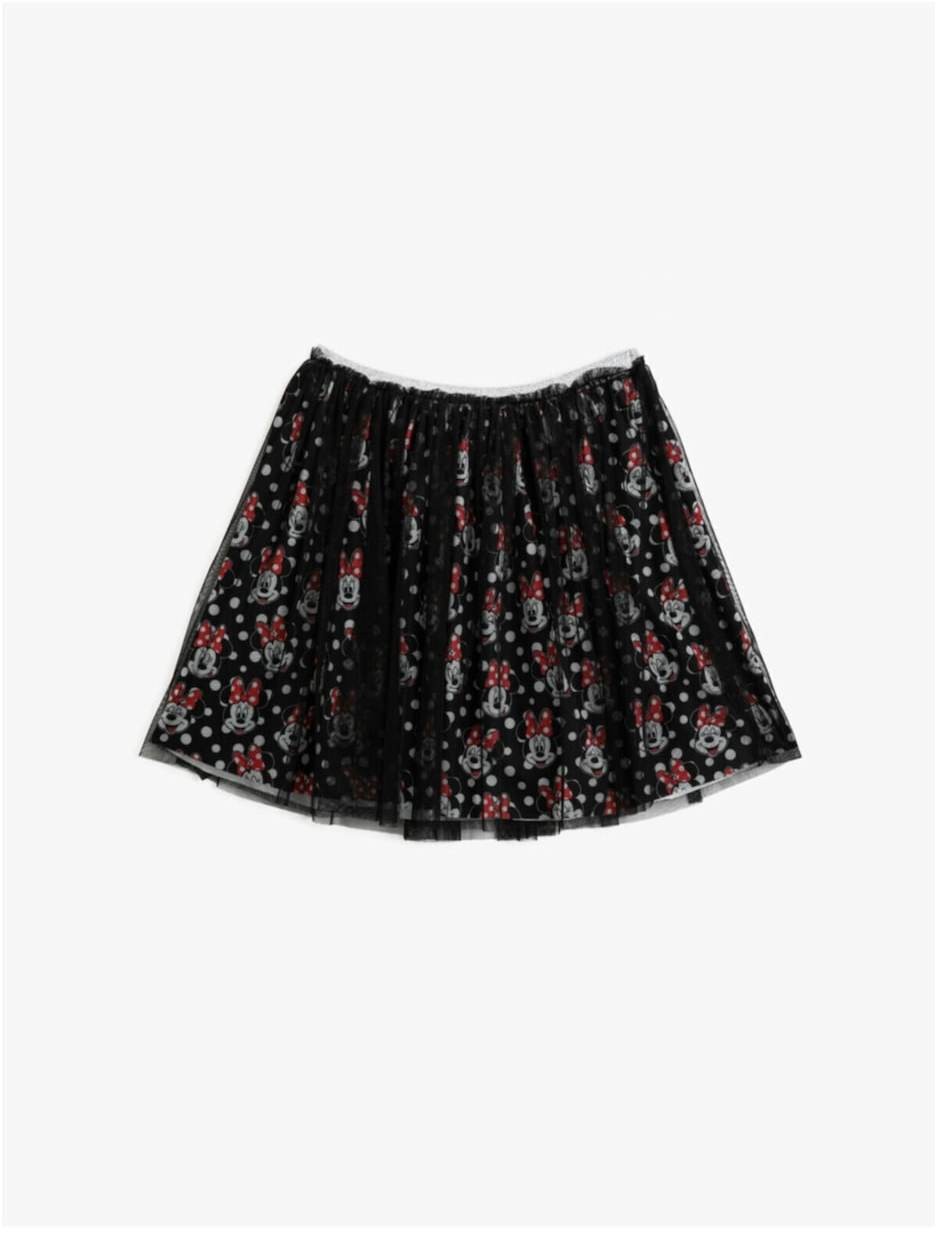 Koton Girl Black Minnie Mouse Licensed Printed Tulle Skirt