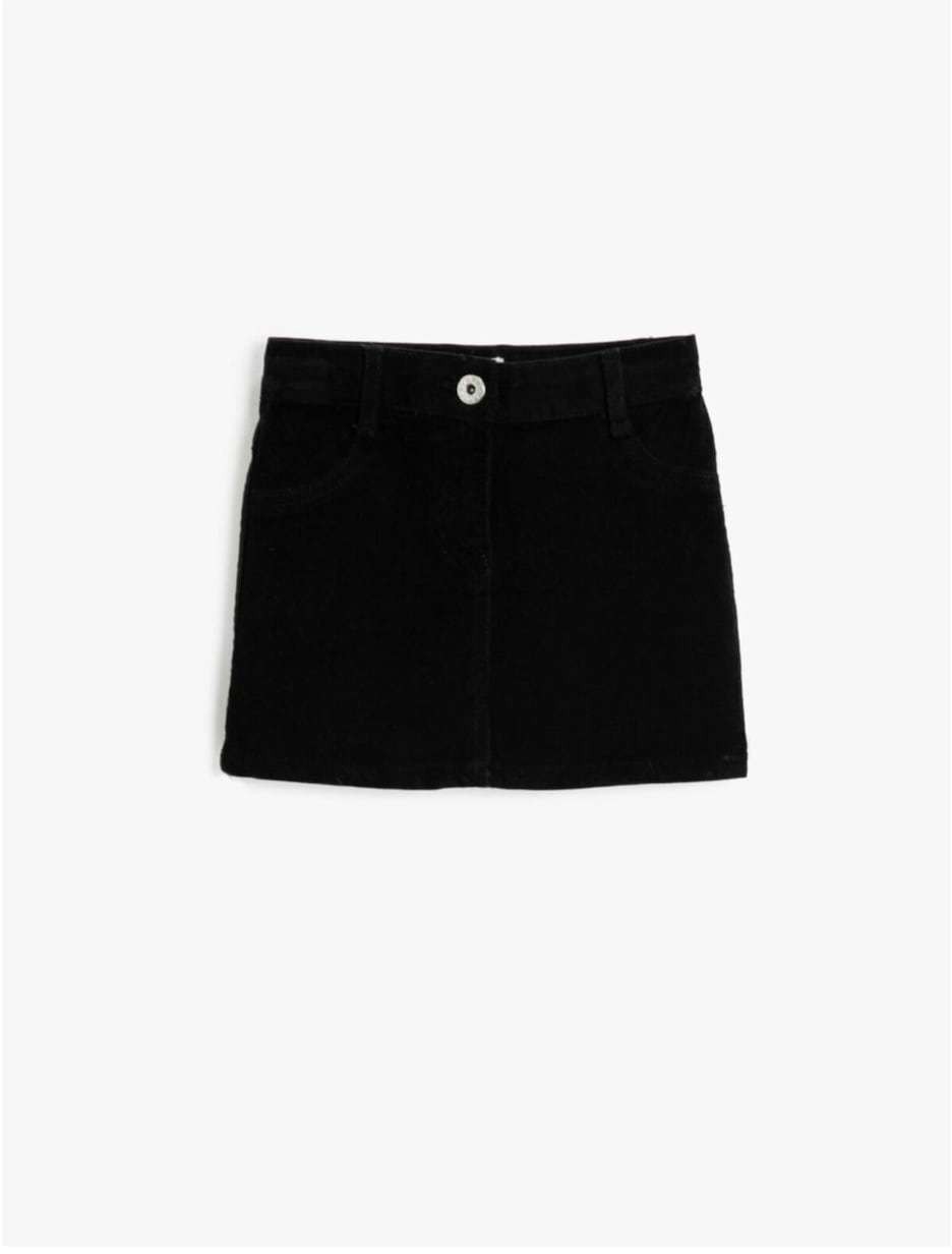 Koton Velvet Cotton Pocket Skirt