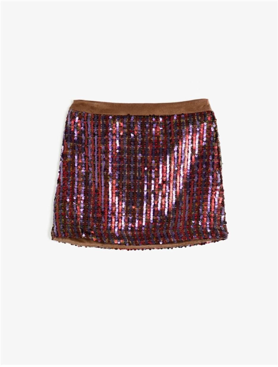 Koton Normal Waist Sequins Detailed Skirt