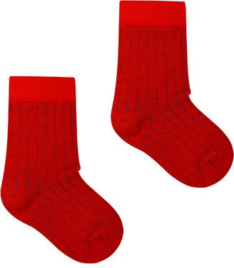 Kabak Socks Kids Classic Ribbed Red/Navy Blue