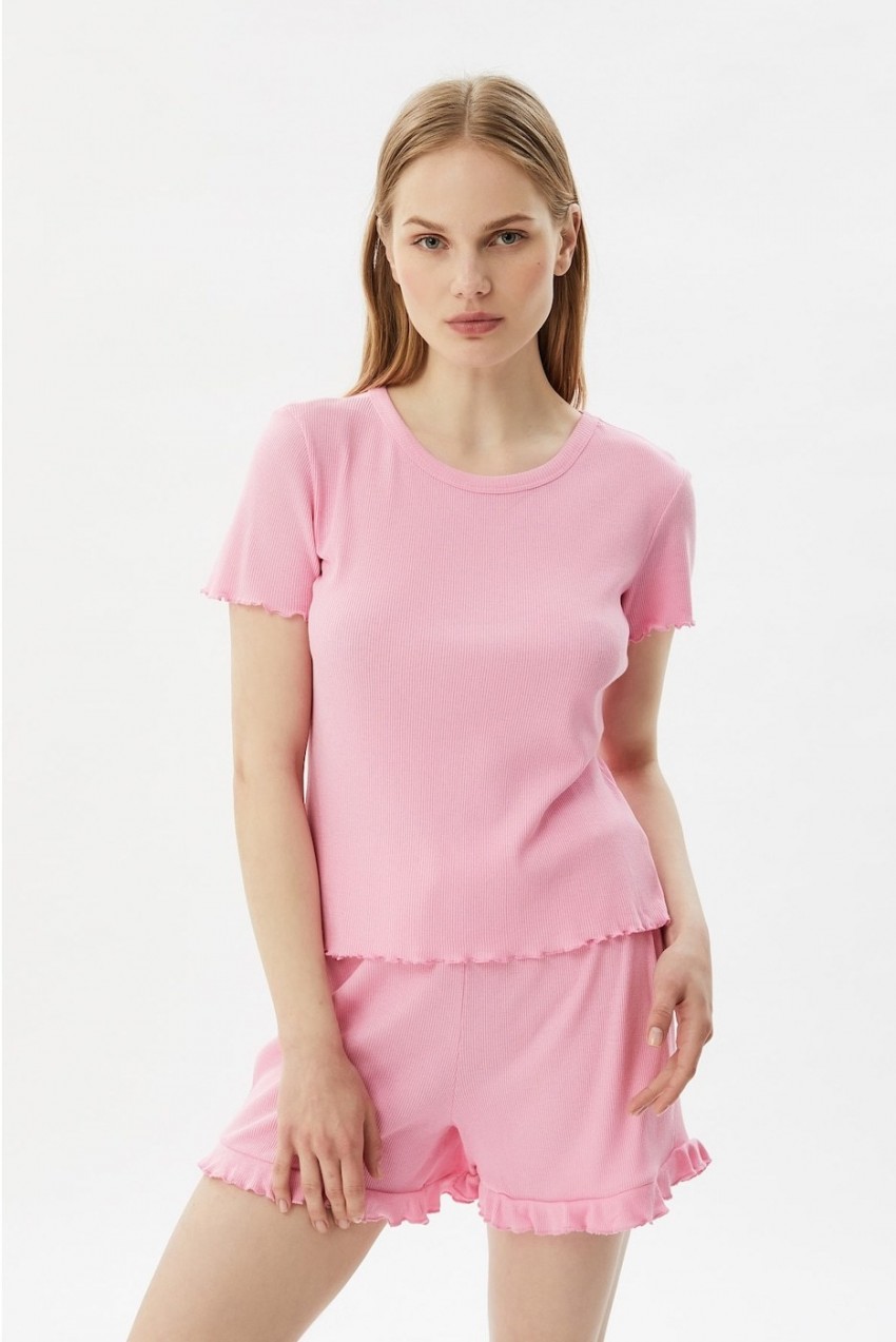 Trendyol rózsaszín kötött pizsama szett