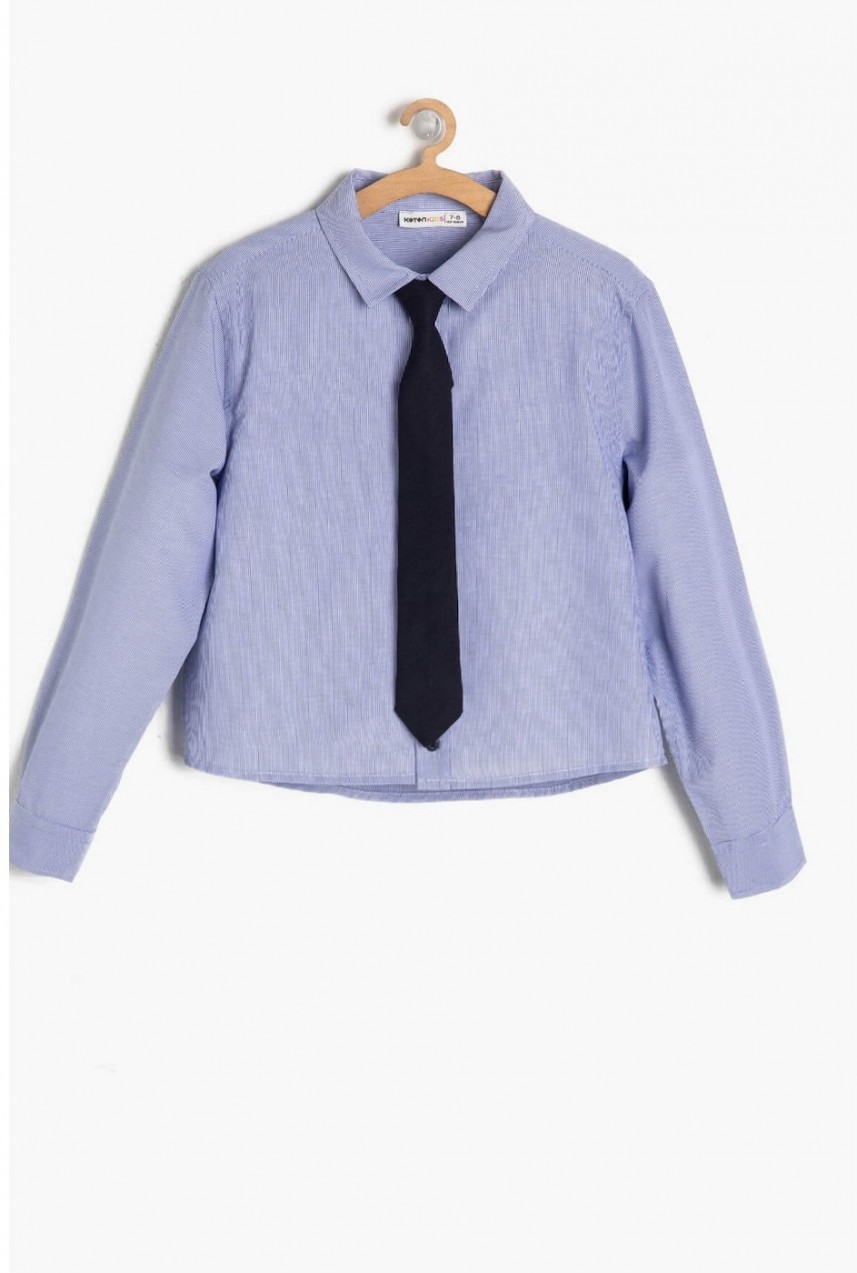 Koton Blue Boy Tie Detailed Shirt