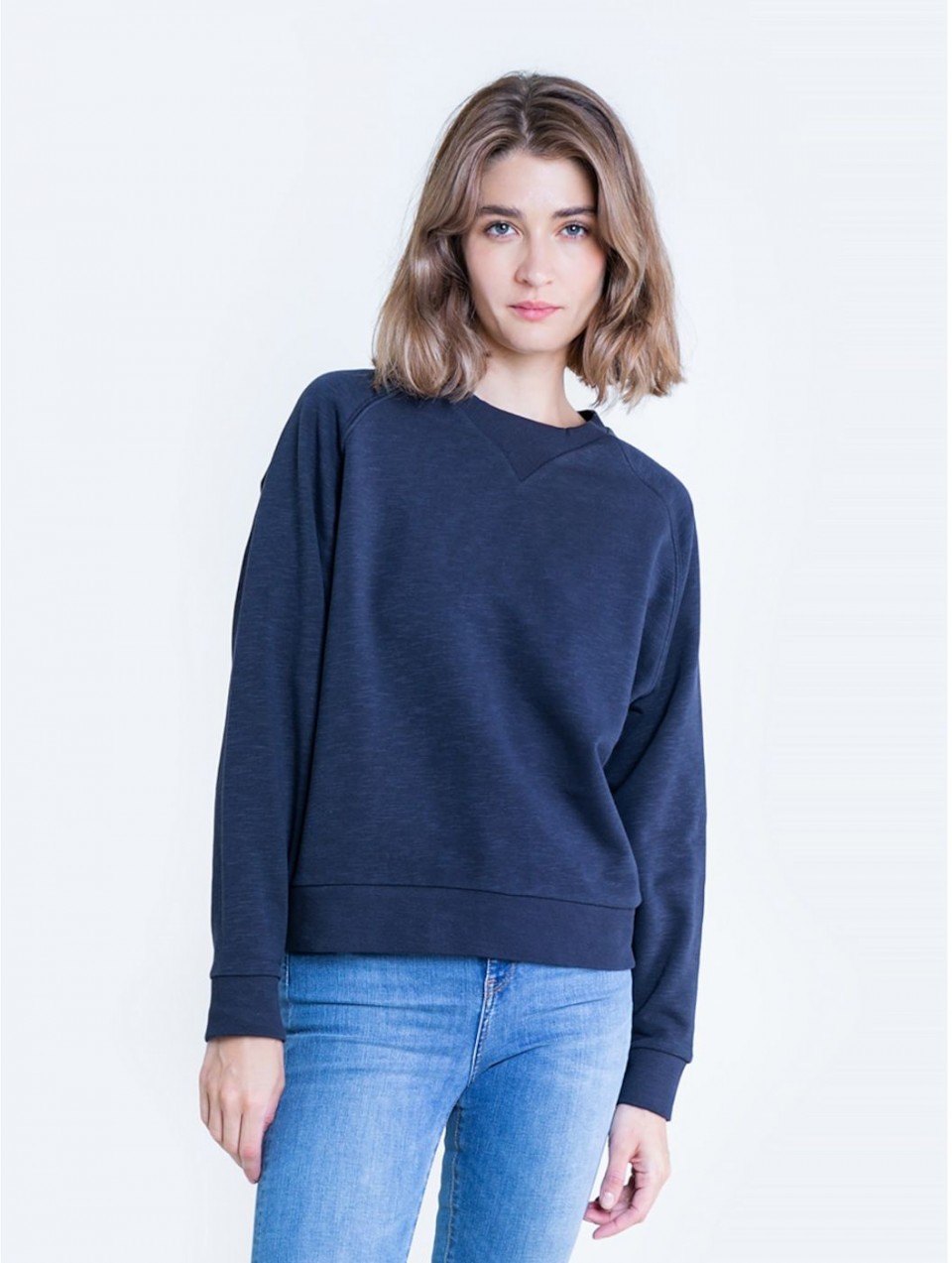 Big Star Woman's Sweatshirt Sweat 171092 Blue Knitted-403
