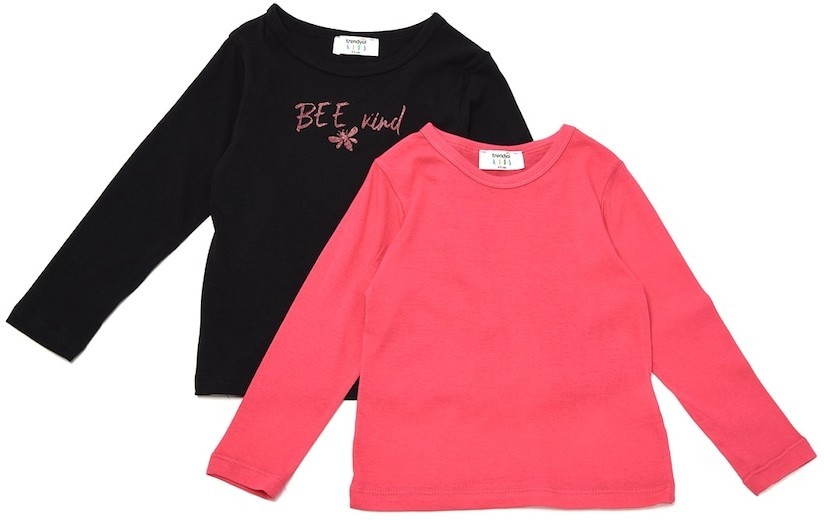 Trendyol Black-Multi-Color Basic 2-Pack Girl Knitted T-Shirt