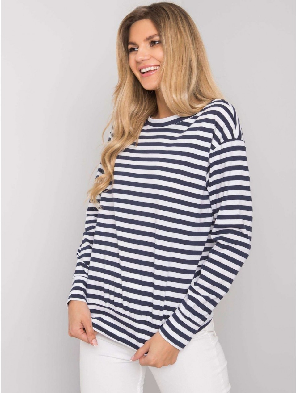 Navy and white striped blouse by Lainey