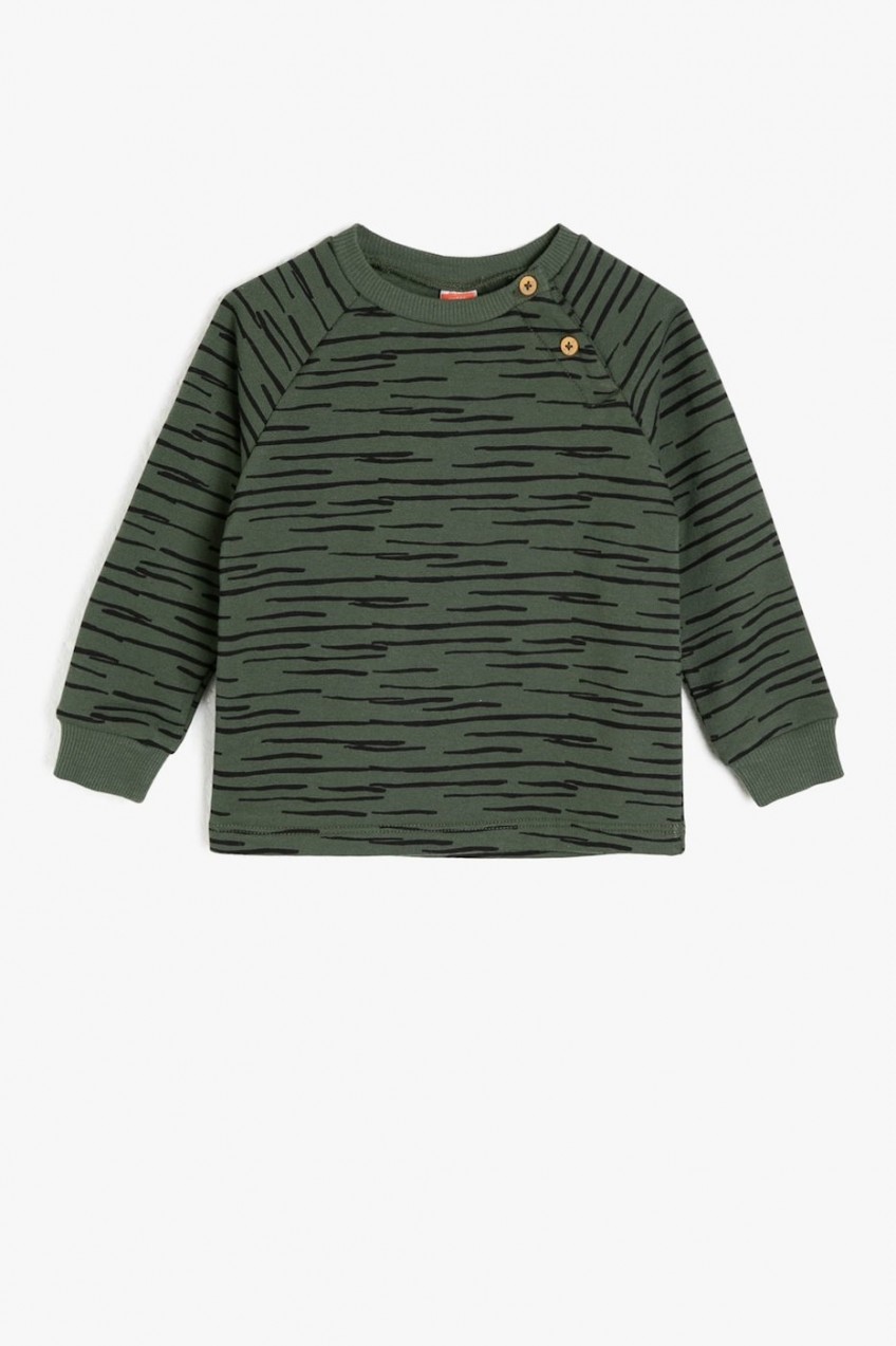 Koton Green Baby Boy Button Detailed Sweatshirt