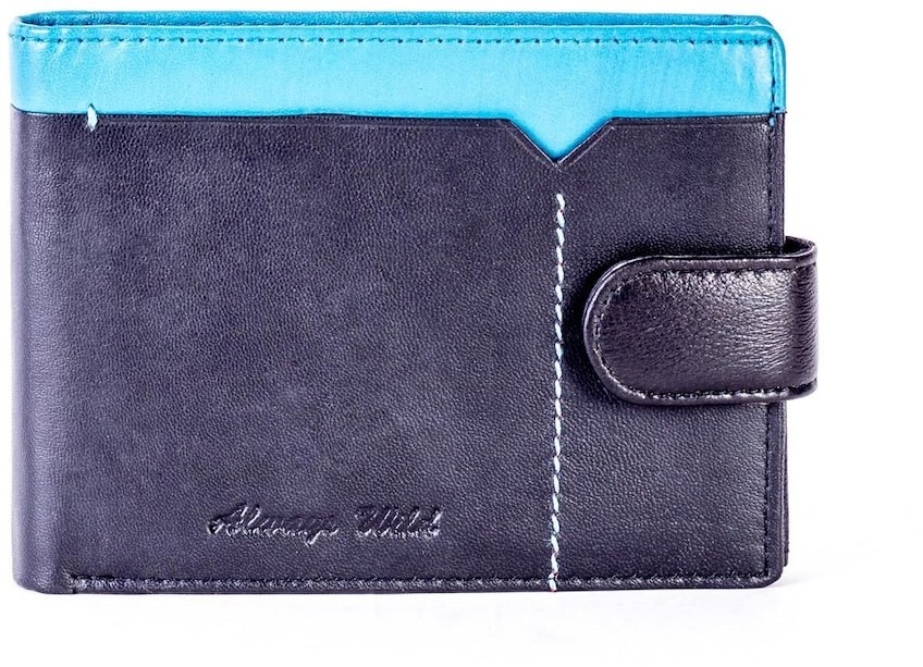 Black and blue leather wallet with coloured lining