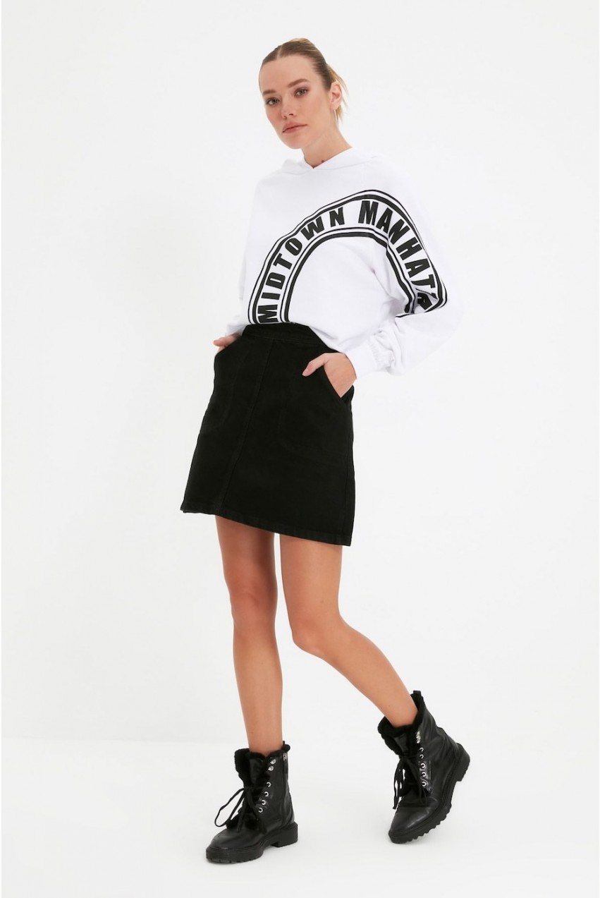 Trendyol Black Pocket Detailed Denim Skirt