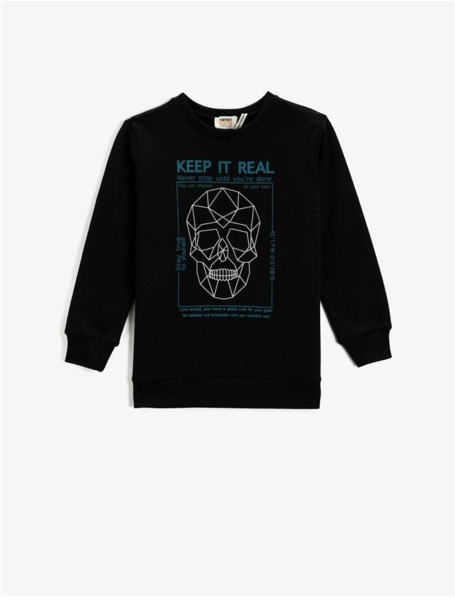 Koton Boy's Black Skull Printed Sweatshirt