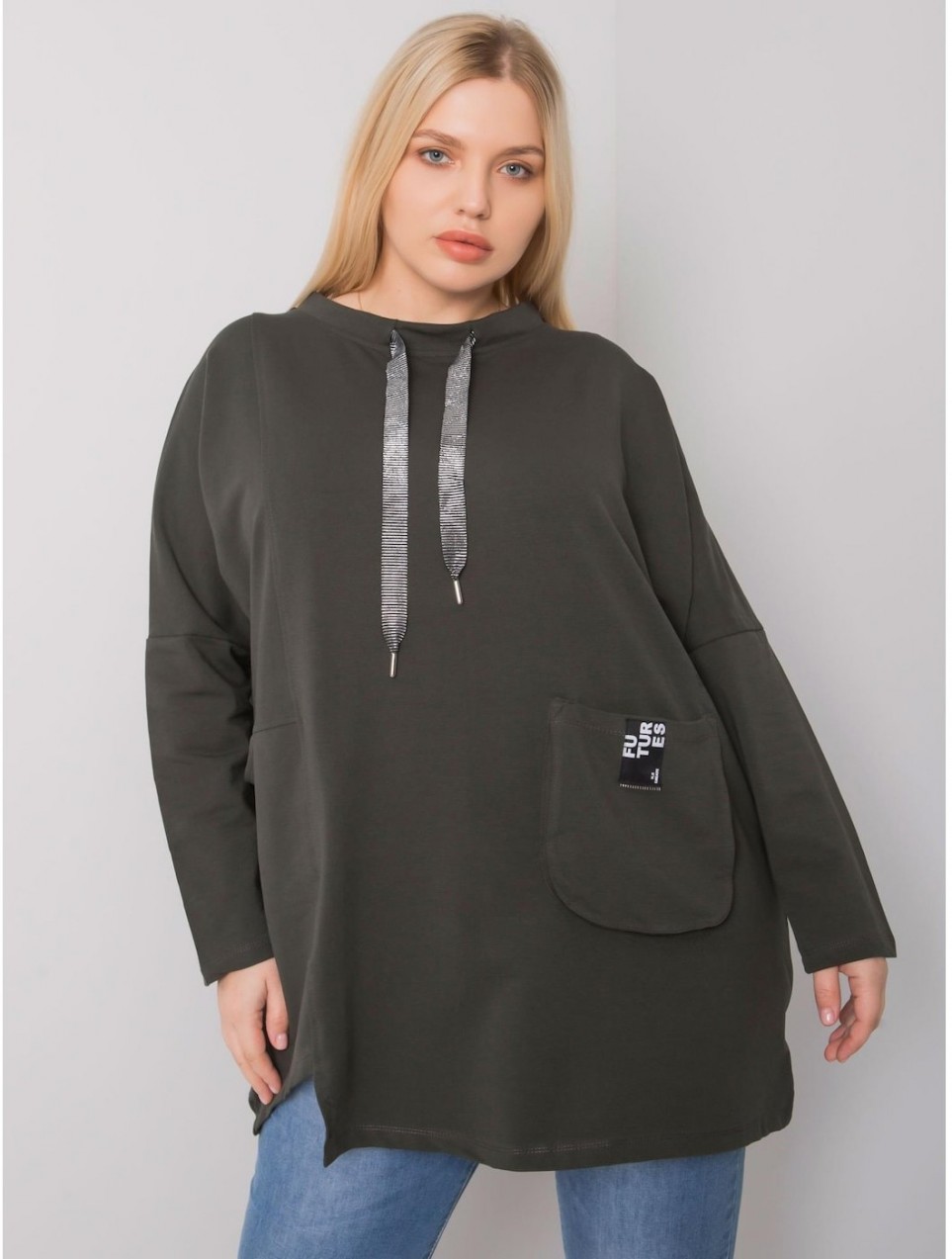 Dark khaki cotton tunic in oversized Redmond