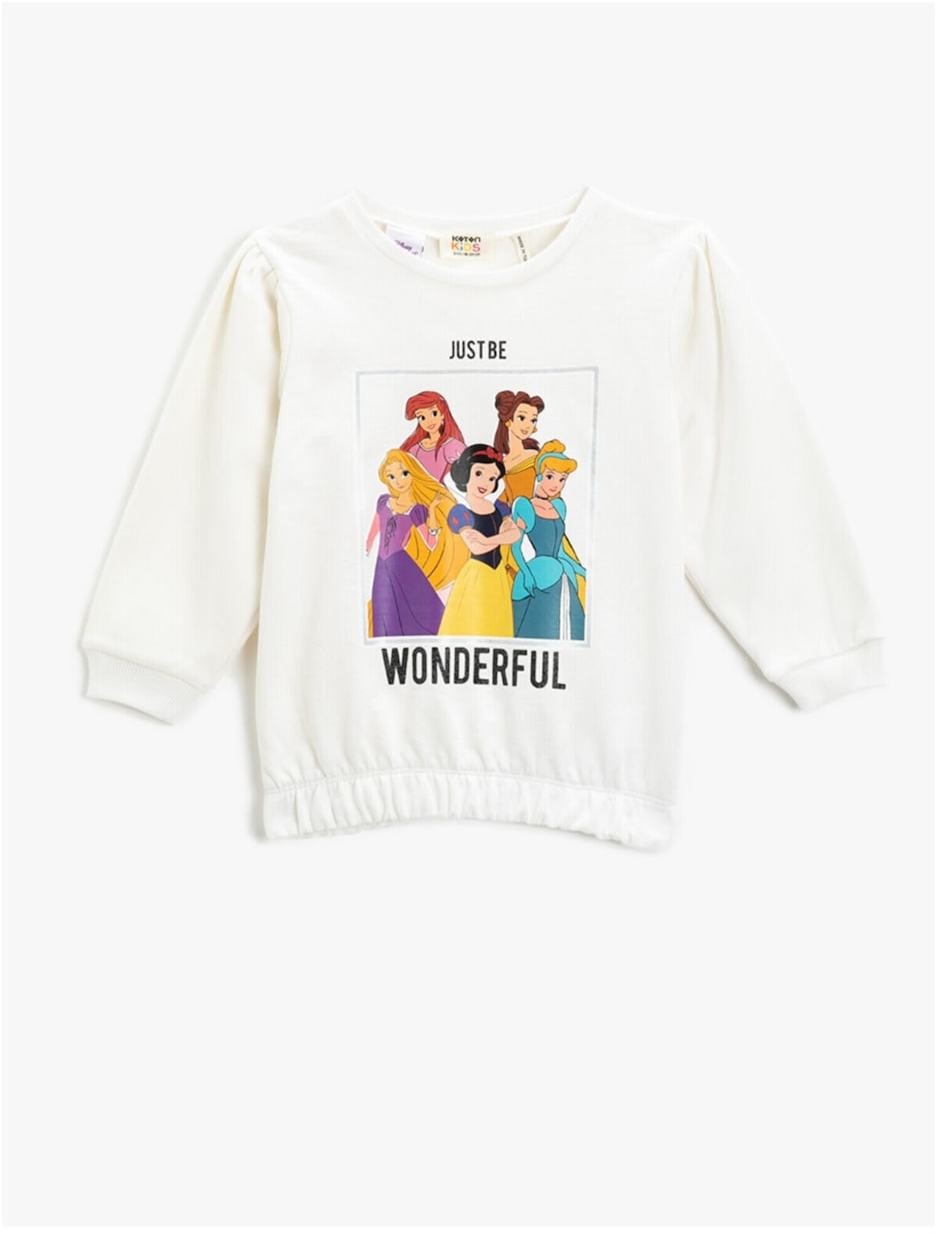 Koton Disney Princesses Printed Sweatshirt Waist Pleated Cotton