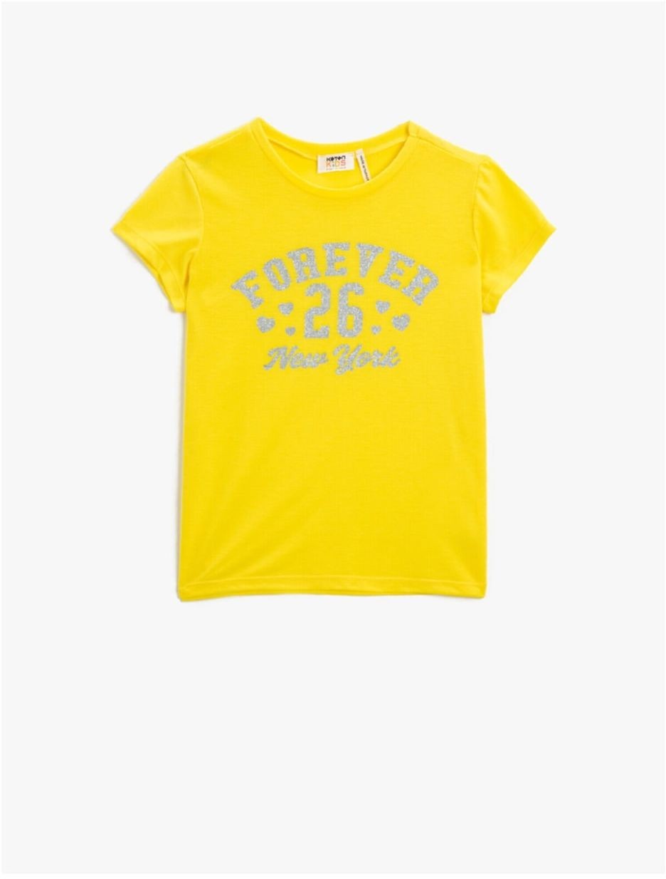 Koton Girl's Yellow Printed T-Shirt