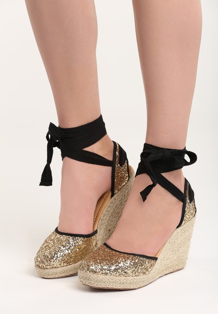 Sparkle aranyszínü telt talpú espadrilles