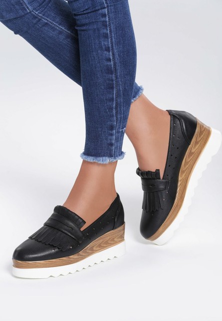 Leena fekete platform mokaszín