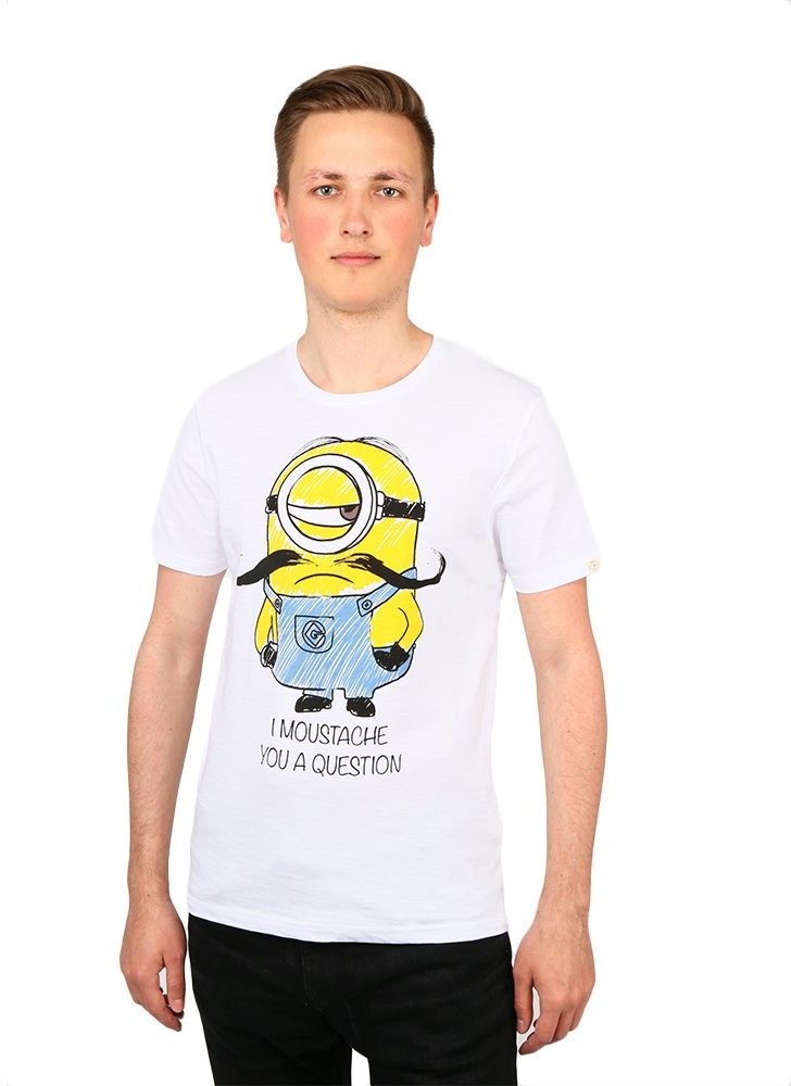 Minions I Moustache fehér férfi póló