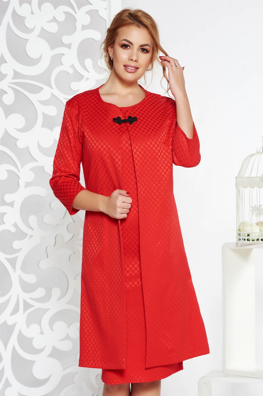 Piros elegáns női kosztüm enyhén elasztikus pamut