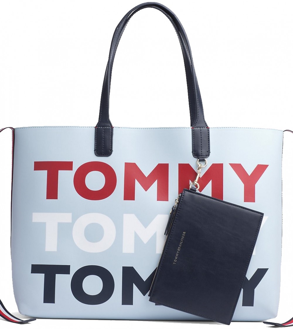 Tommy Hilfiger kék kézitáska Tommy Tote Tommy Nyomtatás Ikonikus