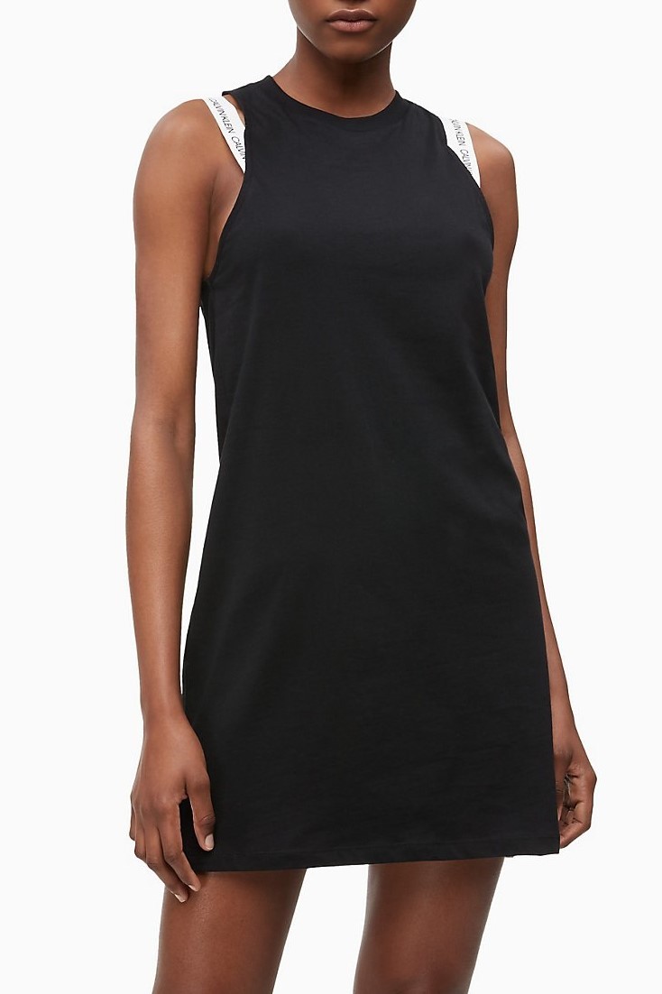 Calvin Klein fekete ruha Tank Dress PVH Black logóval - XS