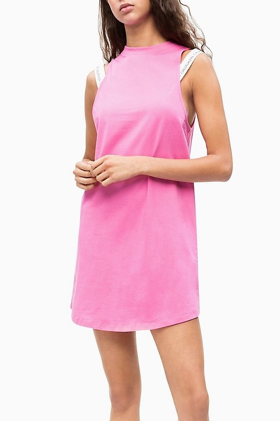 Calvin Klein rózsaszín ruha uha Tank Dress Phlox Pink logóval - XS