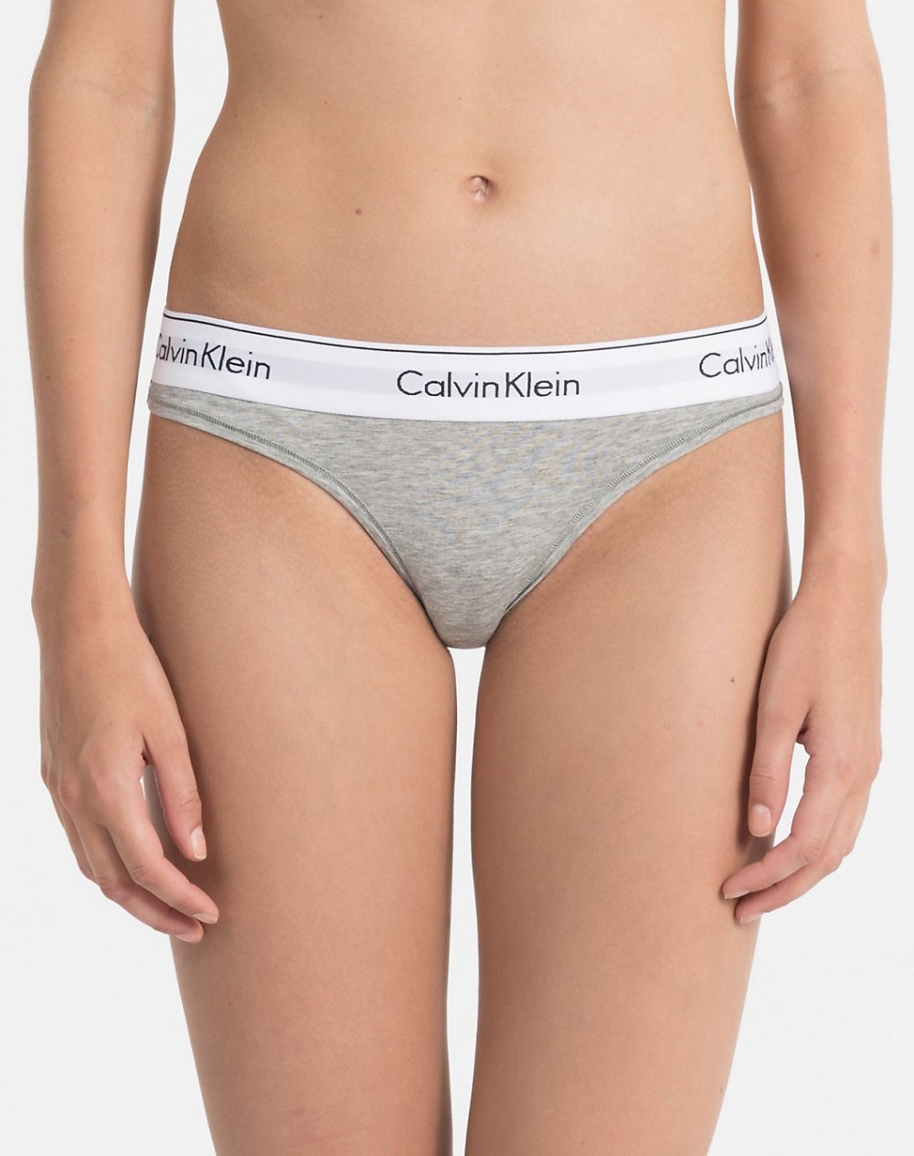 Calvin Klein tanga szürke, fehér széles gumi Thong Strings - XS