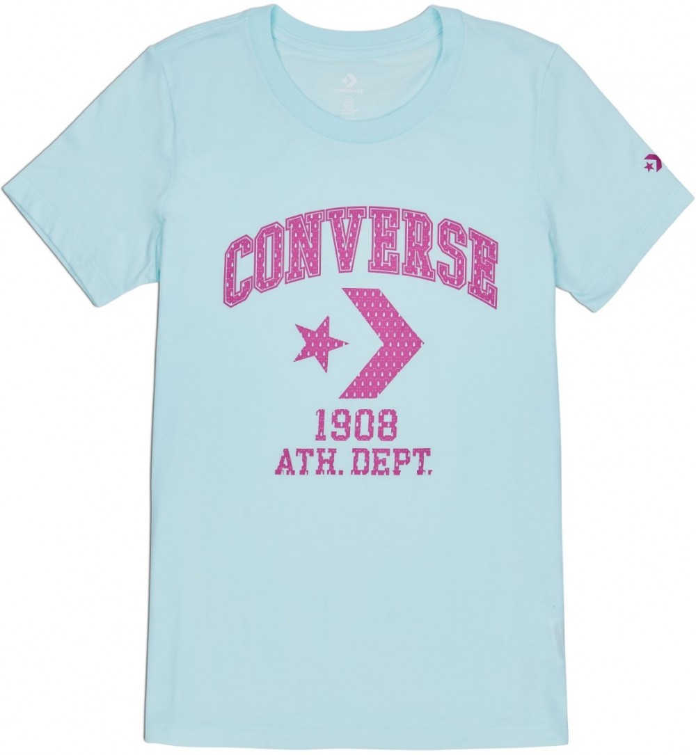 Converse türkiz póló Star Chevron Remix rózsaszín logóval  - XS