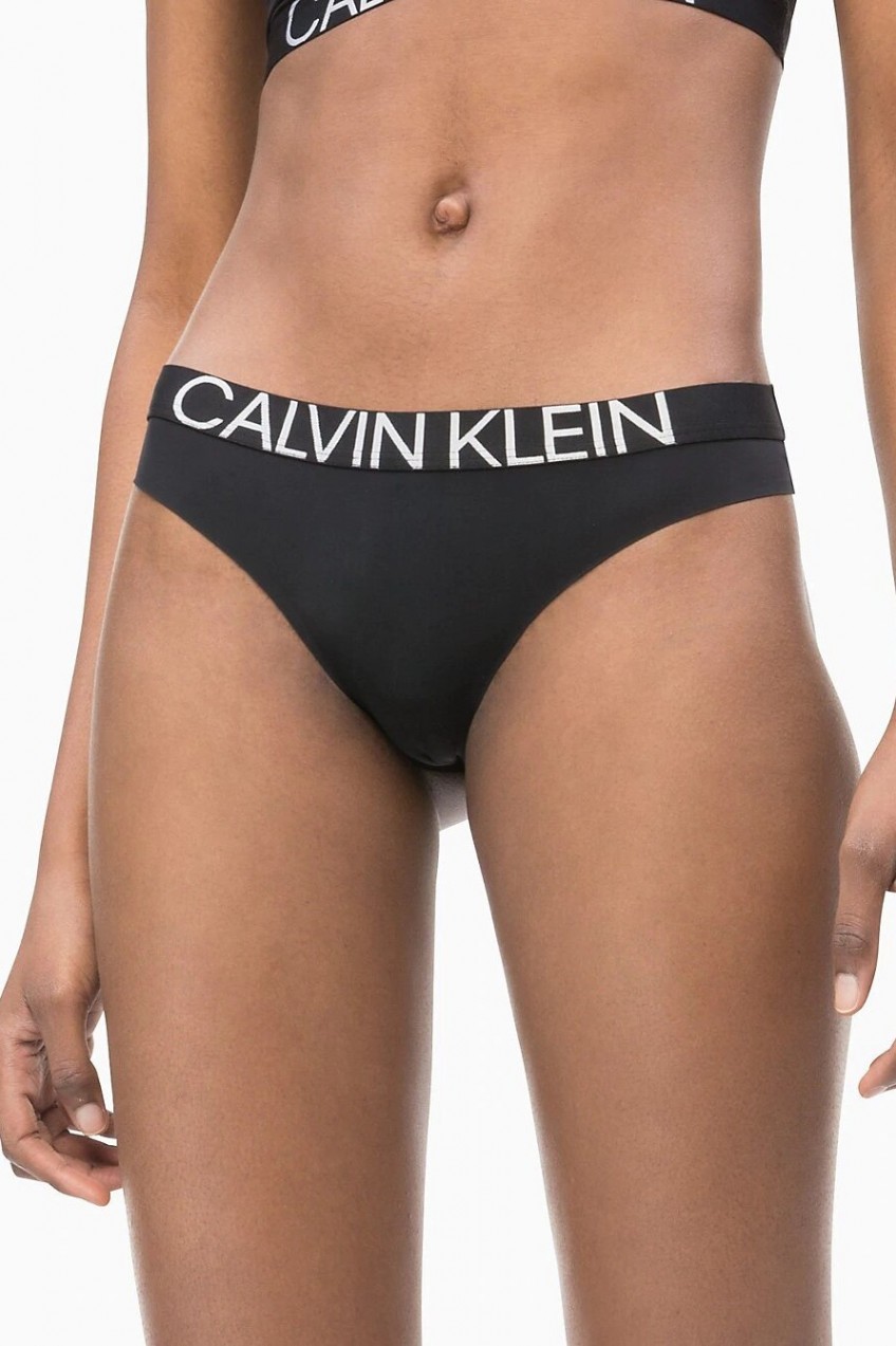 Calvin Klein fekete tanga Thong fehér logóval - XL