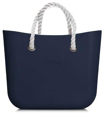O bag kézitáska MINI Navy rövid fehér kötél fogantyú