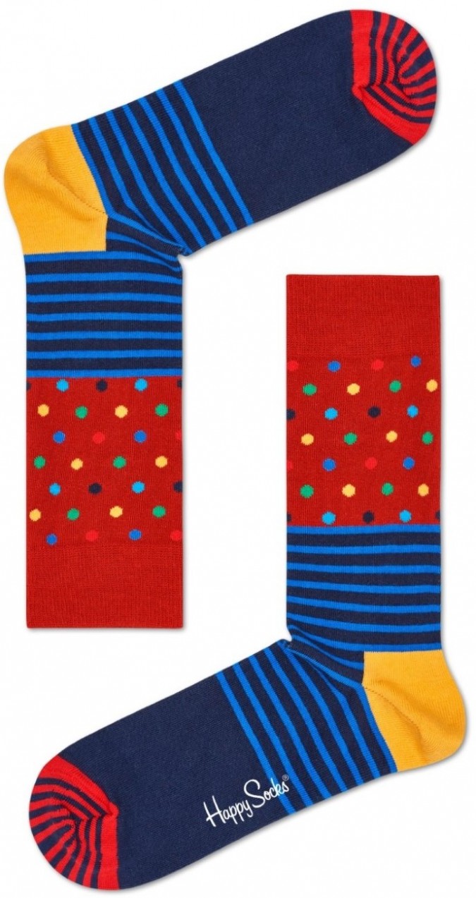 Happy Socks kék-piros zokni Stripe Dot - 41-46