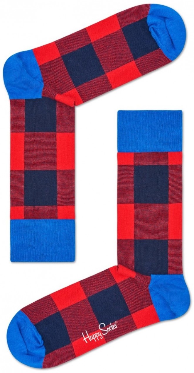 Happy Sock piros-kék zokni Lumberjack - 36-40