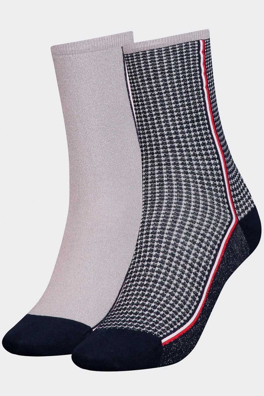 Tommy Hilfiger 2 pack zokni TH Women Sock 2P Houndstooth Lurex - 35-38