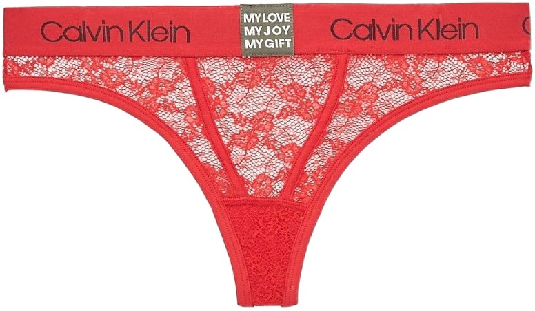 Calvin Klein piros csipkés női tanga Thong - L