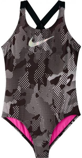 Nike OPTIC CAMO fekete L - Egyrészes lány fürdőruha