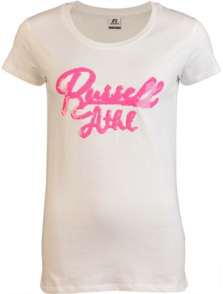 Russell Athletic SEQUINS S/S  CREWNECK TEE SHIRT Női póló, fehér, veľkosť M