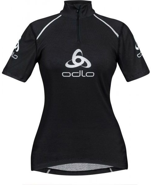 Odlo STAND-UP COLLAR S/S 1/2 ZIP ORIGINALS LIGHT LOGOLINE Női funkcionális póló, fekete, méret S