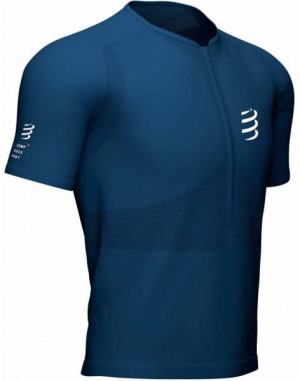 Compressport TRAIL HALF-ZIP FITTED SS TOP Férfi futómez, sötétkék, méret galéria