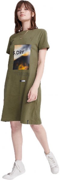 Superdry DESERT GRAPHIC T-SHIRT DRESS Női ruha, khaki, méret