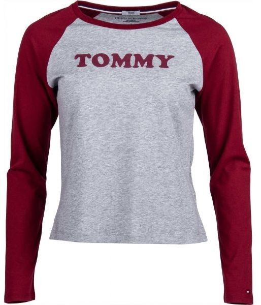 Tommy Hilfiger LS TEE SLOGAN szürke M - Hosszú ujjú női póló
